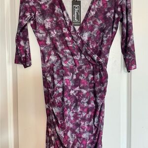 Women's Pink and Purple Wrap Dress